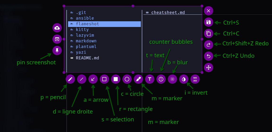 Flameshot shortcuts overview